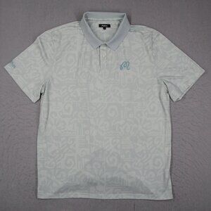Malbon Golf Polo Shirt Mens Large Blue Short Sleeve Embroidered Logo AOP
